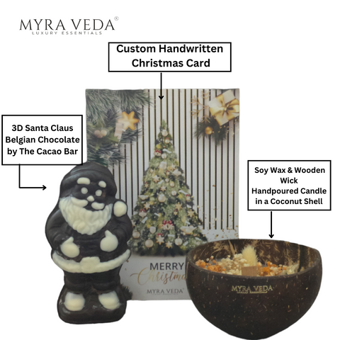 Myra Veda's LIMITED-EDITION Christmas Soy Wax Candle & Santa Claus Chocolate Gift Box