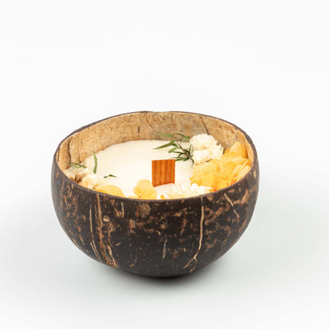 Coconut Shell Candle with wooden wick