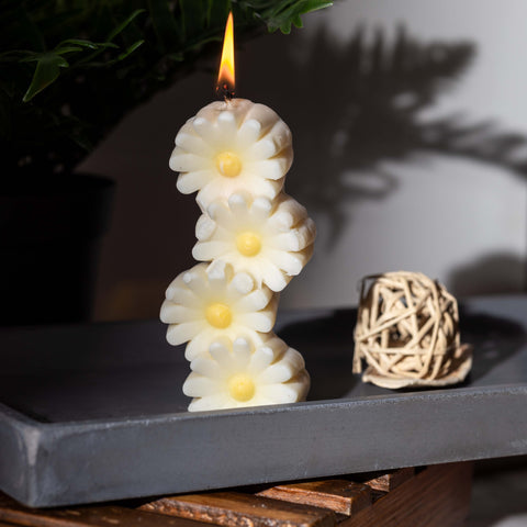 Stacked Flower Pillar Candle