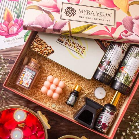 Myra Veda's Limited-Edition EXTRA-LARGE DIWALI 'LUXURY ESCAPE' Hamper of Luminicense - Ensemble of 7