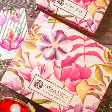 Myra Veda's Limited-Edition EXTRA-LARGE DIWALI  'LUXURY ESCAPE' Self-Care Heritage Hamper - Ensemble of 8