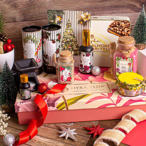 Myra Veda's LIMITED-EDITION EXTRA-LARGE CHRISTMAS Self-Care Heritage Hamper - Ensemble of 8