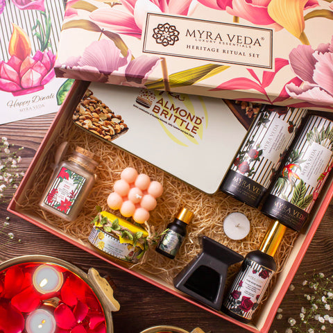 Myra Veda's Limited-Edition EXTRA-LARGE DIWALI  'LUXURY ESCAPE' Radiance Hamper - Ensemble of 8