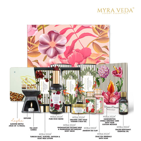 Myra Veda's Limited-Edition EXTRA-LARGE DIWALI  'LUXURY ESCAPE' Pamper Hamper - Ensemble of 8