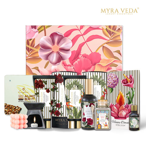 Myra Veda's Limited-Edition EXTRA-LARGE DIWALI  'LUXURY ESCAPE' Hamper of Luminicense - Ensemble of 7